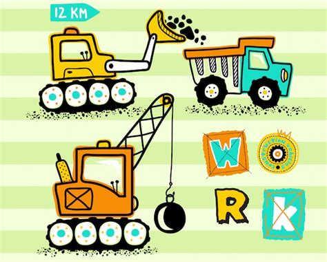 Premium Vector | Construction vehicles cartoon