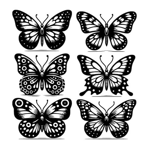 Conjunto De Siluetas De Mariposas Vector Premium