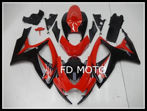 Motorcycle Black Red Injection ABS Plastics Fairing Kit For SUZUKI K6