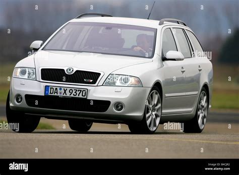 Skoda Octavia Rs Combi Model Year 2005 Silver Driving Diagonal
