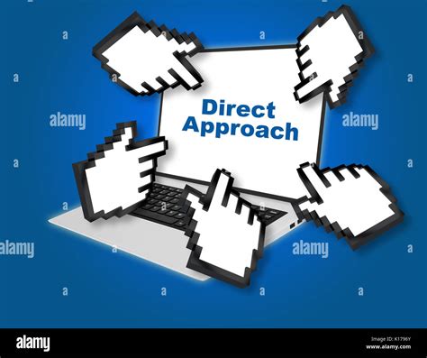 3D Illustration Of Direct Approach Script With Pointing Hand Icons