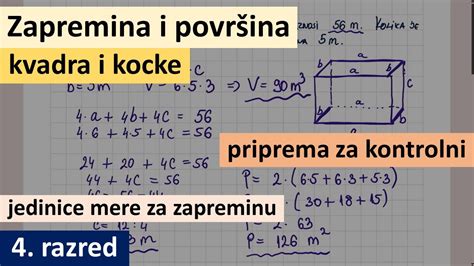 Zapremina I Povr Ina Kvadra I Kocke Jedinice Mere Za Zapreminu