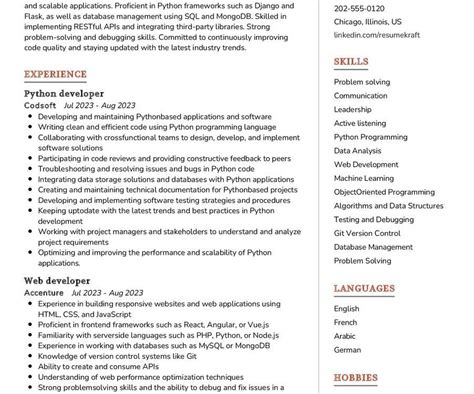 Python Developer Resume Sample In 2025 Resumekraft