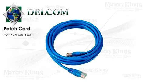 CABLE RED PATCH CORD DELCOM 2mt Cat 6 Azul Memory Kings Lo Mejor En