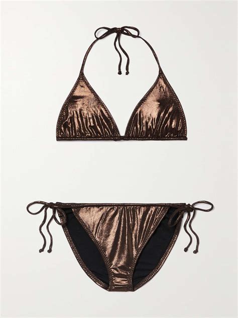 NORMA KAMALI Metallic Halterneck Bikini NET A PORTER
