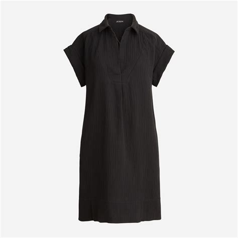 J Crew V Neck Shirtdress In Soft Gauze In Black Lyst