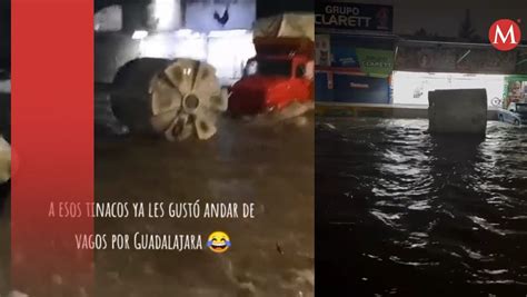 Captan A Tinaco Y Kayak En Calles Tras Lluvia En Guadalajara Videos