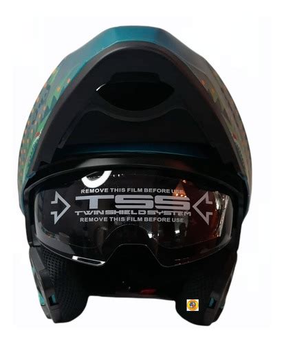 Casco Kov Abatible Con Luz Led Stelar Gafas Dot Regalo Meses Sin