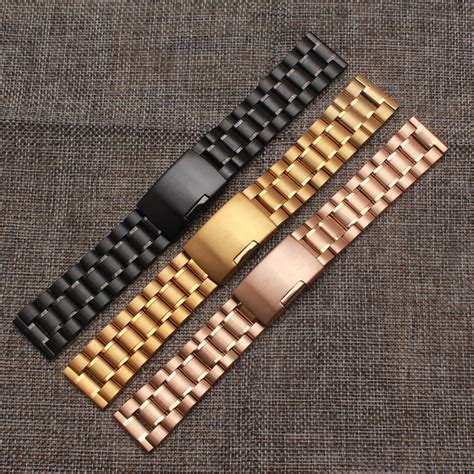 Watchstrap 18mm 20mm 22mm 24mm Black Metal Brushed Watch Bracelet ...