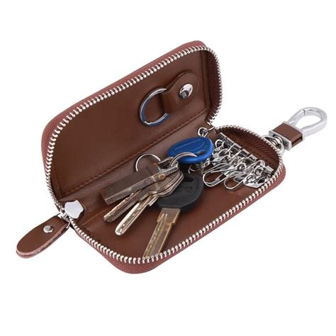 Cheap Genuine Leather Car Key Holder Wallets Keychain Covers Zipper Key