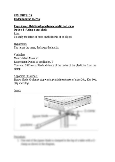 SPM Physics Experiment Relationship between inertia and mass | Physics ...