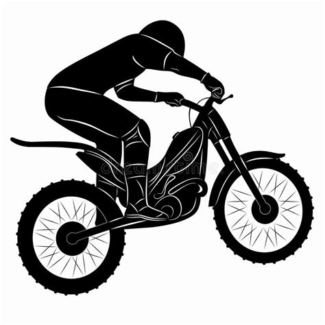 Motocross Rider Silhouet Vectortekening Vector Illustratie