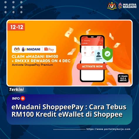 EMadani Shopee Cara Claim Bantuan Kredit EWallet RM100 ShoppeePay