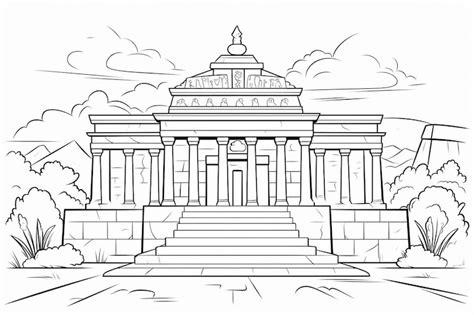 Premium AI Image | a sketch of the temple with a line drawing of the temple.