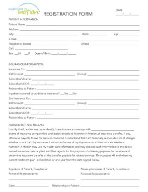 Fillable Online Tm Registration Form Patient Information Fax Email