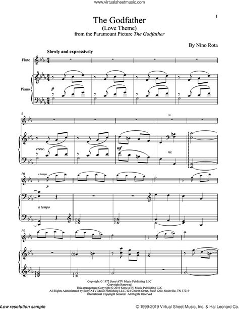 The Godfather Love Theme Sheet Music For Flute And Piano Pdf