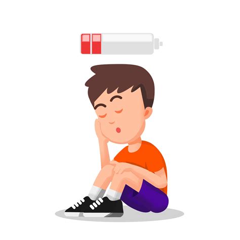 A Boy Feels Very Tired And Sits On The Floor Vector Art At