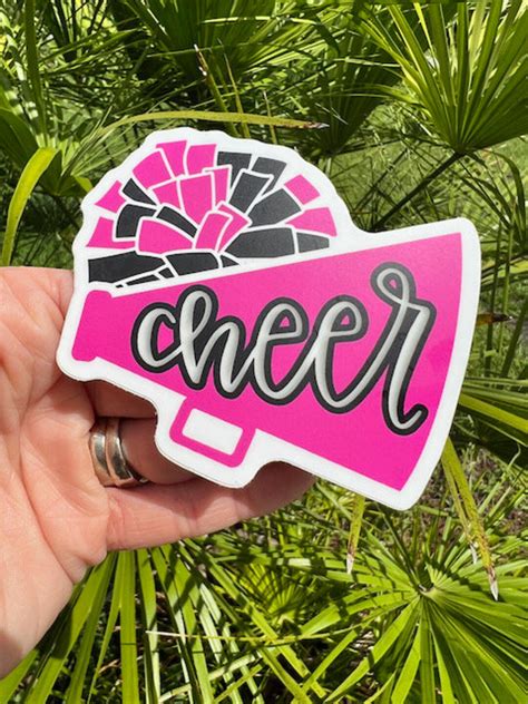 Cheer Stickers Megaphone And Pom Pom Decals Water Bottle Etsy