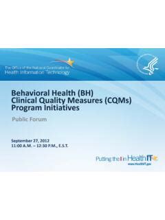 Behavioral Health BH Clinical Quality Measures CQMs Behavioral