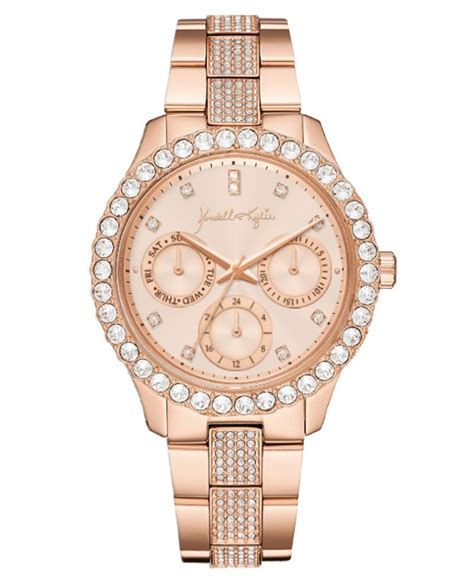 Kendall Kylie Womens Classic Rose Gold Tone Crystal Bezel Stainless