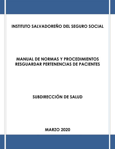 Pdf Manual De Normas Y Procedimientos Resguardar Pertenencias