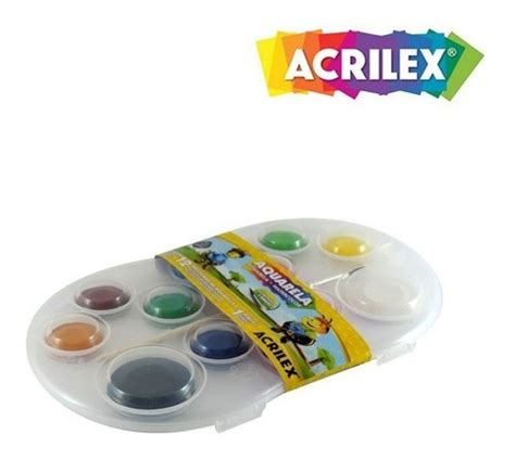 Estojo Aquarela Pastilha Acrilex 12 Cores Pincel Parcelamento Sem Juros