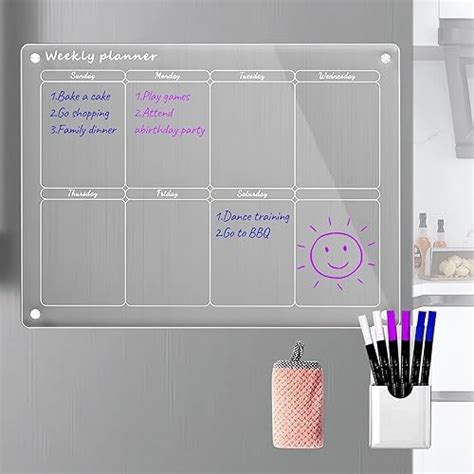 Acrylic Magnetic Weekly Calendar For Fridge Clear Meal Planning