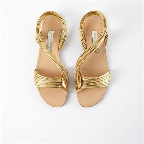 Zara Gold Flat Sandals Gold Flat Sandals Zara Gold Gold Sandals