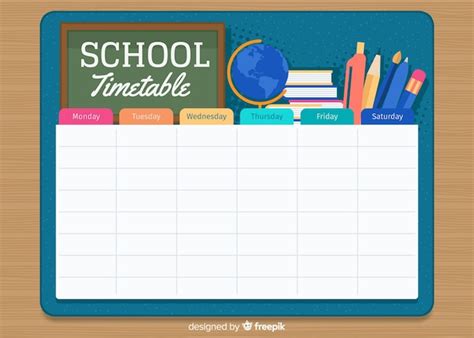 Free Vector Flat Style School Timetable Template