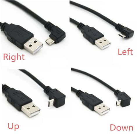 Micro USB Macho Para USB Macho Data Charge Connector Cable Up Down