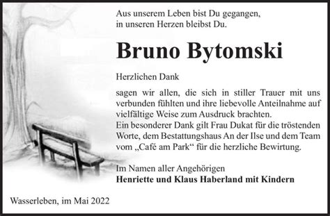 Traueranzeigen Von Bruno Bytomski Abschied Nehmen De