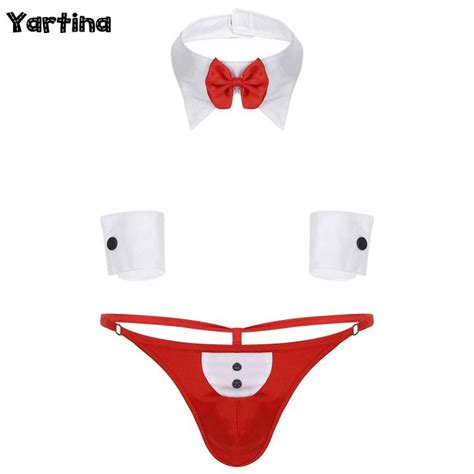 Pcs Mens Waiter Tuxedo Cosplay Outfit Lingerie Open Back Tuxcosplay Costume Womenedo G String