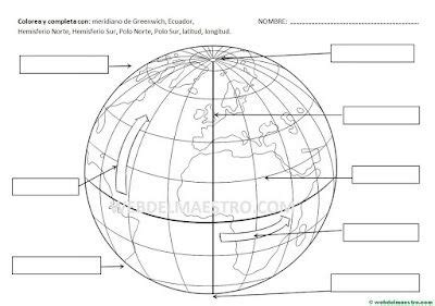 Ejercicio De Los Elementos Del Globo Terr Queo Paralelos Y Meridianos