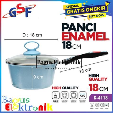 Panci Susu Enamel Tutup Kaca Diameter Cm Gsf Cm Sauce Pan Gsf