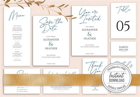 Electronic Printable Wedding Invitation Bundle Wedding | Etsy