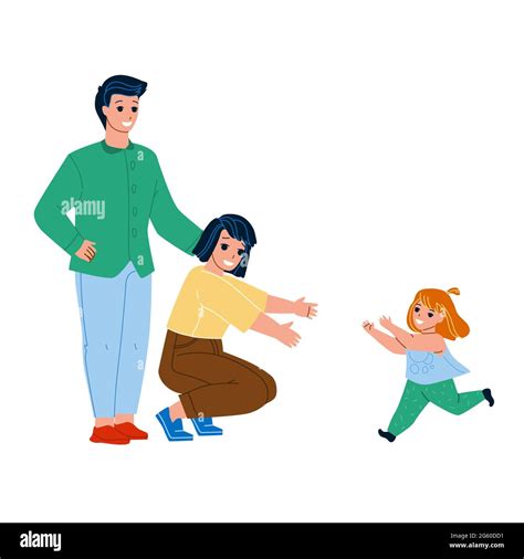 Kid Adoption Young Man And Woman Parents Vector Stock Vector Image