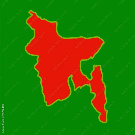 Map Of Bangladesh With In Red And Green Colors Stock Vector Adobe Stock