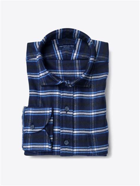 Whitney Navy And Royal Blue Plaid Flannel Shirt By Proper Cloth