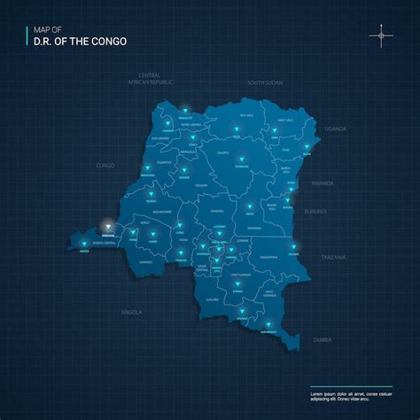 Premium Vector Congo Map With Blue Neon Light Points