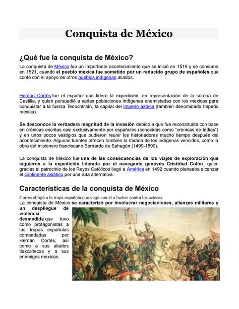 Conquista De M Xico Examen Conquista De M Xico Qu Fue La