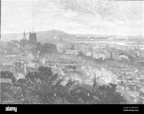 Old Illustration Nottingham Castle Black And White Stock Photos