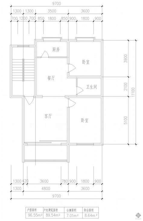 板式多层单户二室一厅一卫户型图97 建筑户型图 筑龙建筑设计论坛