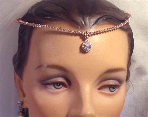 Bridal Forehead Band Bridal Headband Rhinestone Etsy Crystal