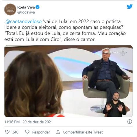 Caetano Veloso Declara Voto Em Lula No Roda Viva Ao Ser Questionado