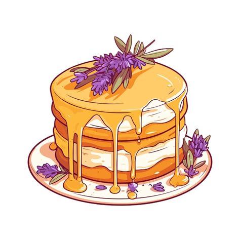 Premium Vector Honey Lavender Cake Clip Art Illustration