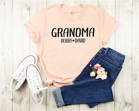 Personalized Grandma Shirt Custom Grandma Tshirt T For Etsy