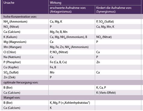 Wechselwirkung von Nährstoffen im Boden HAUERT Dünger