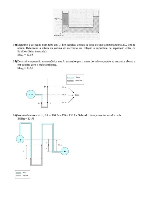 Lista De Exerc Cios Est Tica Dos Fluidos Pdf