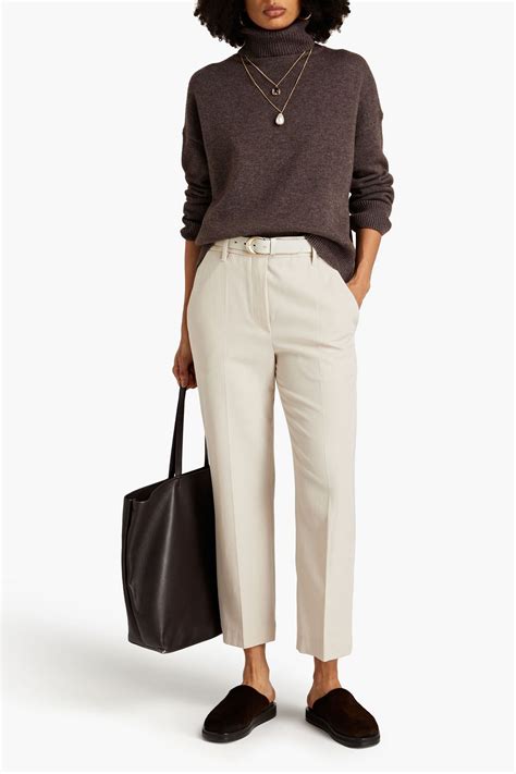 BRUNELLO CUCINELLI Cropped Bead Embellished Wool And Cotton Blend