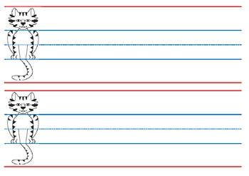 Cat Red and Blue Line Template by Amanda Jackwitz | TpT